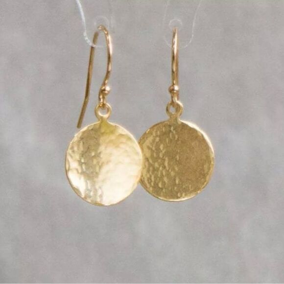 Tiny Circle Dangle Earrings - Picture 2 of 4